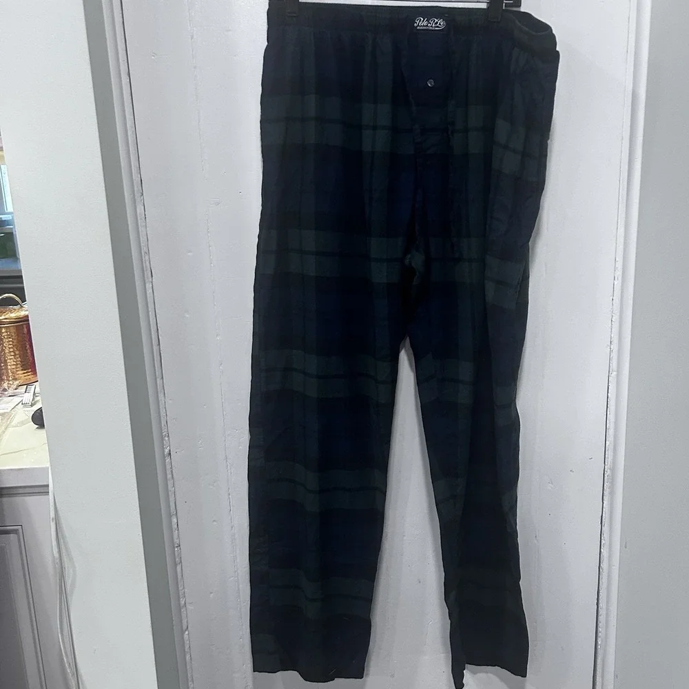 Polo Ralph Lauren Men XL Plaid Flannel Cotton Sleepwear Pants Drawstring Pockets